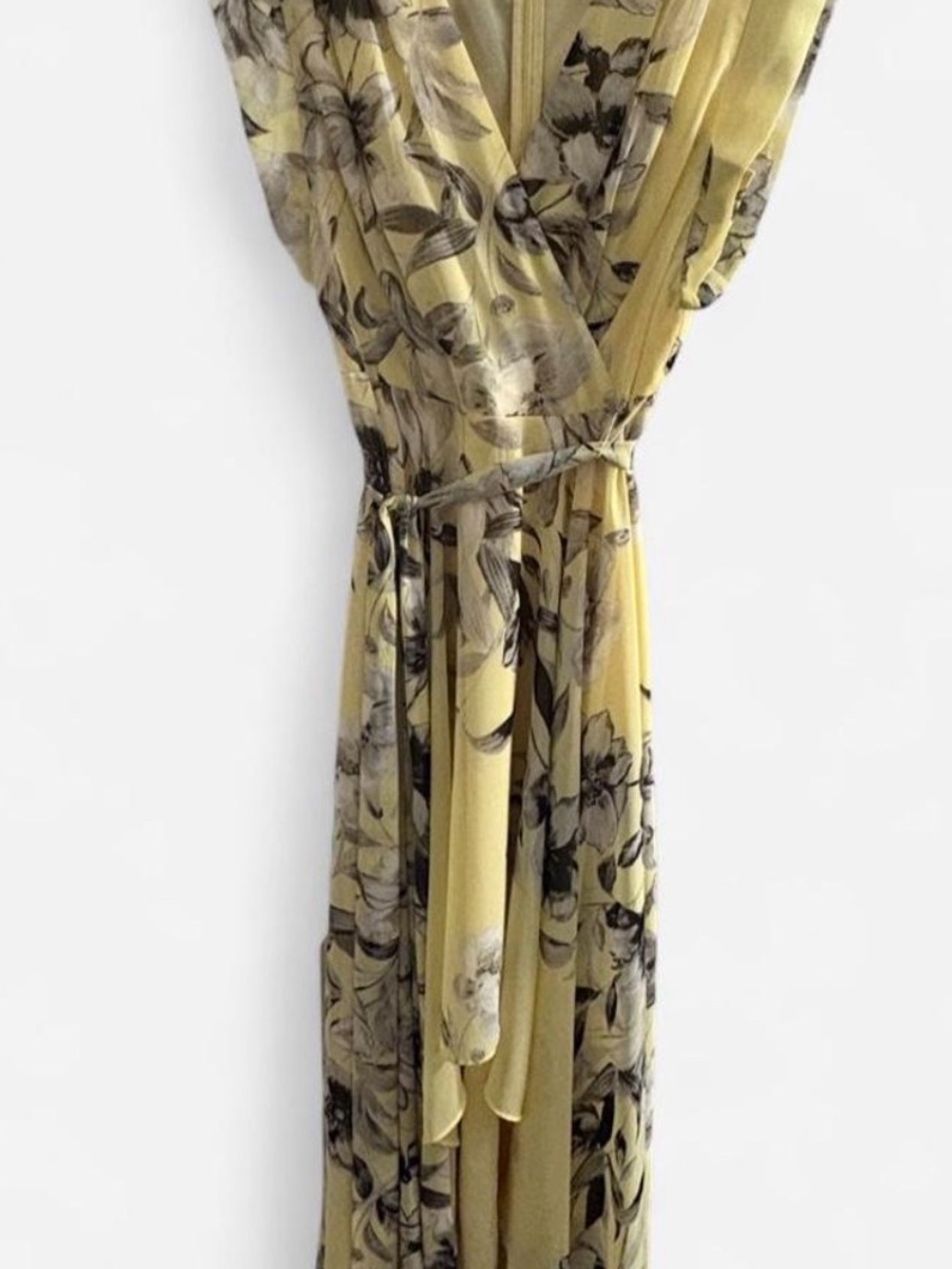 White House Black Market Yellow Floral Wrap Dress